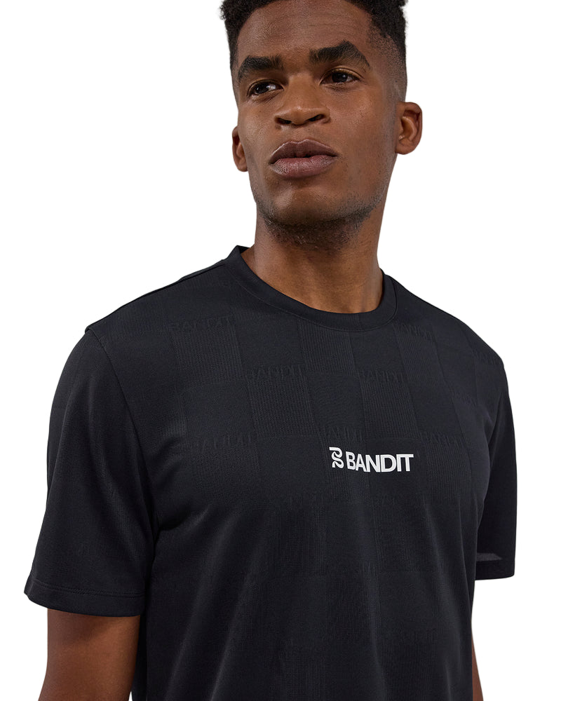bandit-running-mens-cheque-jacquard-short-sleeve-tee-shirt-black